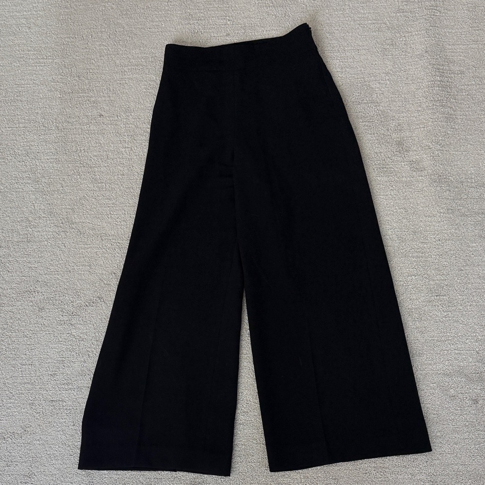 Zara Black Wide-Leg High-Rise Culotte Pants